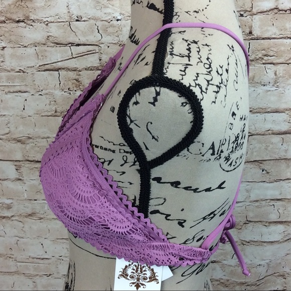 New Becca Lace Bralette Triangle Bikini Top Large - Picture 6 of 10